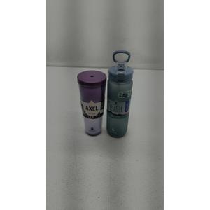 MANNA AXEL Tumbler plastic 24 oz purple 1ea. - MANNA PUSH Bottle blue-gray 39oz 1ea.(missing straw)