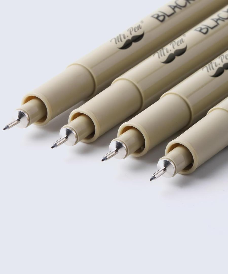 Mr. Pen- 0.25mm Micro Fine Point Pens, 4 Pack, Black Ink, Ultra Fine Point, Waterproof, Acid-Free, No-Smear Quick-Dry Fineliner Pens for Drawing, Sketching, Journaling, Outlines & Everyday Writing