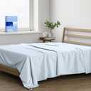 Thread Spread 100% Cotton Queen Flat Sheet Only - 400 Series Glee Collection Queen Flat Sheet (1 PC, Light Blue), Silky Soft, Breathable, Cooling, Sateen, Hotel Top Sheets for Hot Sleepers