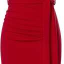 GRACE KARIN Women's Wear to Work Sleeveless Ruched Bodycon Office Pencil Midi Dresses with Belt (10, Deep Red)