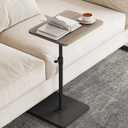 NiHome Minimalist Height Adjustable End Table, 360 Rotatable Sofa Armrest Side Tray Table, Adjustable Legs Space-Saving Couch Bedside Bathtub TV Tray C-Shaped End Table Snack Table for Eating (Gray)