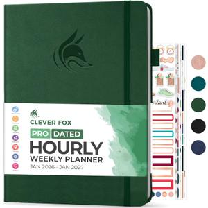 Clever Fox Planner PRO Schedule Dated (Jan 2026Jan 2027) Weekly & Monthly Life Planner with Time Slots, Appointment Book and Daily Organizer to Increase Productivity, A4 Hardcover Forest Green