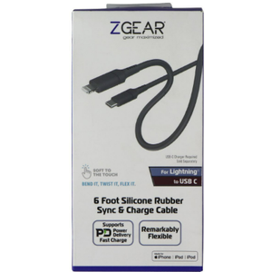 ZGEAR 6 Foot Silicone Rubber Sync& Charge Cable USB-C to 8-pin Cable - Gray