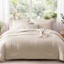 Monbix Super King Plus Size Comforter Set - 7 Pieces Apricot Beige Bed in a Bag Super King Plus Bedding Sets with Comforters, All Seasons Comforter Bed Set with Sheets,Pillowcases & Shams