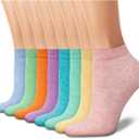 CHARKING 8 Pairs Ankle Socks for Women - Non Slip Cotton No Show Low Cut Casual Socks (5-12, 06 Pink/Yellow/Chartreuse/Cyan/Purple/Orange/Green/Blue)