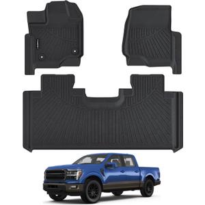 All Weather Car Floor Mats for 2015-2025 Ford F-150 Super Cab/Extended Cab with 1st Row Bench Seats Only (Not for SuperCrew Cab), TPE Rubber Floor Liners Anti-Slip Automotive Mats for F150 Accessories