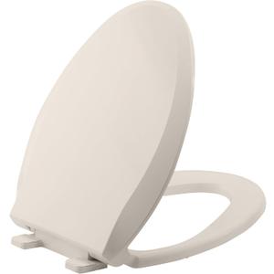 Durable Elongated Toilet Seat with Slow Soft Close - Easy to Install and Clean, Never Loosens - White, Fits Most Elongated Toilets Almond