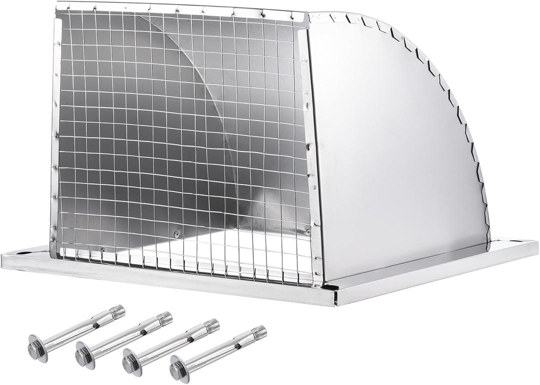 PATIKIL 14"x14" Wall Vent Cover, Exterior Dryer Vent Outlet Grille Louvered 304 Stainless Steel Outdoor Duct Ventilation with Mesh Screen for Bathroom Kitchen