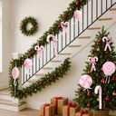 Vercraft 8 Pcs Assorted 16'' Giant Candy Cane Ornaments Pastel Pink and White Large Lollipop Decoration 4 Mixed Sizes Lollipop Christmas Decoration Candy Cane Ornaments for Christmas Tree Home Decor