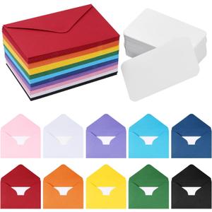 jiebor 100 Sets Small Envelopes with Small Blank Gift Business Card Wedding Invitation Pocket Envelopes for Graduations Wedding Shower Holiday 3.14 x 4.52 Inch