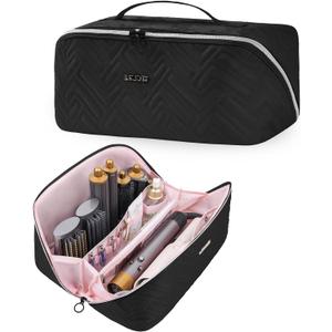 Leudes Hair Tools Travel Bag For Dy son Airwrap Hair Dryer Shark Flex Style Carrying Case Travel Makeup Bag Portable Pouch Open Flat Packing Organizers with Divider and Handle (Black)