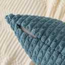 Kevin Textile Throw Pillow Covers Soft Corduroy Decorative Set of 2 Boho Striped Pillow Covers Pillowcases Farmhouse Home Decor for Couch Bed Sofa Living Room 16x16 Inch Blue Grey