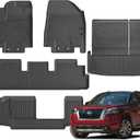 Floor Mats Custom for Nissan Pathfinder 2022-2024 2025 7&8 Seats Trunk Mat with Backrest Mat All Weather TPE Rubber Cargo Liner Full Set for Pathfinder Accessories (Trunk Mat+Backrest Mats+Floor Mats) (For Nissan Pathfinder 2022-2025)