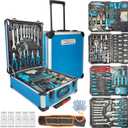 Arcwares 799pcs Aluminum Trolley Case Tool Set Silver, House Repair Kit Set, Household Hand Tool Set, with Tool Belt (Blue)