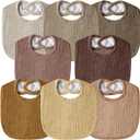 Muslin Baby Bibs for Unisex Boys Girls, Cotton Drool Bibs, Adjustable Newborn Bibs for Drooling and Teething (8 Pack-earth)