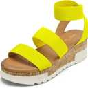 DREAM PAIRS Women's Open Toe Elastic Ankle Strap Casual Flatform Platform Wedges Sandals 8
