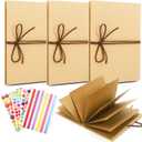 Hacaroa 4 Pack 6 x 8 Inches Accordion Scrapbook Brown Pages, Hardcover Kraft Paper Photo Albums, Stretchable Folding DIY Handmade Adventure Book Gift for Anniversary, Mother's Day, Graduation