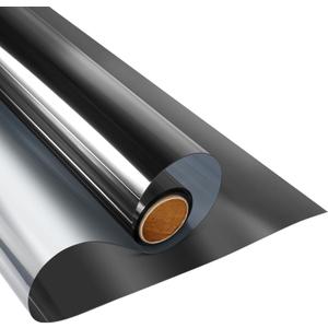 KESPEN Window Film One Way Daytime Privacy Static Cling Sun Blocking Anti UV Reflective Window Tint for Home and Office, Black-Silver, 23.6 Inch X 13.1 Feet