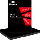 25 Pcs Black Poster Board 11.7 x 16.5 Poster Paper, ROOKEA Vision Boards Posterboard Bulk for School Projects Classroom Arts Craft Presentations Drawing Scrapbooking Blank Graphic Display