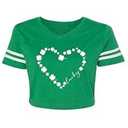St. Patrick's Day Shirt Women Crop Top Shamrock Shirt Lucky Graphic Short Sleeve V-Neck Crop Tops for Teen Girls (Green2, S)