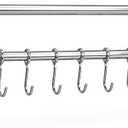 Stainless Steel Kitchen Utensil Holder with Hooks & Paper Towel Rack – Wall Mounted Organizer for Knives, Spoons,Spatula&Towels (19.658 inches+10 Hooks)