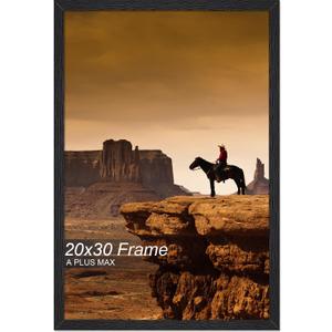 A PLUS MAX 20x30 Picture Frame, Black Engineered Wood Frame for 20 x 30 Inch Picture Poster Photo, Light Weight 20 by 30 Frame with Wood-grain for Wall - 1 Pack/Black/20 x30