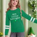 Kids St Patrick's Day Shirt Girls Boys Lucky Irish Shamrock Shirts Saint Patricks Day Long Sleeve Tops (Green)