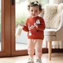 FOMOYUU Baby Girl Boy Knit Sweater Halloween Outfit Embroidery Warm Crewneck Long Sleeve Tops Fall Winter Clothes (12-18 Months, Orange3)