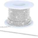 Crystal Rhinestone Close Chain Trim,10 Yards/Roll of 2mm Rhinestone Banding Claw Cup Chain for Sewing Crafts, DIY Decoration, Jewelry, Clothing, Shoes Clear White