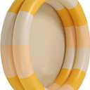 Inflatable Baby Retro Swimming Pool Family Cute Style Thickened Water Pool for Kids Indoor Outdoor Play (Yellow Stripe)