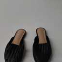Women's Black Woven Pointed Mules – Size 8.5, Slip-On Flat Shoes 