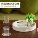 CHI AN HOME 12.6 Inch Capiz Round Decorative Tray, Decorative Serving Tray with Handles for Coffee Table, Kitchen Counter, Bathroom Vanity or Dining Table Centerpiece Tray, Modern Farmhouse Decor