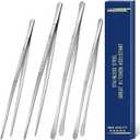 4 Pcs Cooking Tweezers Tongs, 12''&10'' Stainless Steel Food Tongs Set, Professional Kitchen Long Tongs for Cooking,Repairing,Sea food,BBQ,Multi-use
