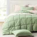 Homelike Moment Queen Comforter Set Sage Green, Comforters Queen Size Set, Soft Lightweight Down Alternative Bed Comforter Full Size Reversible All Season 3 Piece Bedding Sets Sage Green/Beige