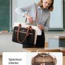 LOVEVOOK Lunch Bag, Tote Bag for Women with Insulated Lunch Compartment, Laptop Bag with Large Capacity & Cup Holder, Work Tote for Teacher, Nurse, Travel, College, Daily, Black-Beige-Brown, 15.6 Inch