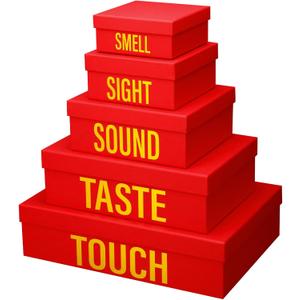 Kolldenn 5 Senses Gift Boxes for Him Her Five Senses Gift Bags Nesting Gifts Box with Lid for Valentine's Day Wedding Anniversary Birthday Party Decor for Husband Boyfriend 5.1'' to 13.8''(Red)