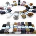 Snow Yarn Shoe Laces: Wide Leopard Flat Sneakers Shoelaces 2 Pair (55 inch(140CM), 03 Yellow Leopard 1 Inches(2.5 Cm)wide)