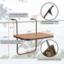 Balcony Railing Table Hanging Folding Balcony Bar Table for Deck Railings Outdoor 23.6" x 15.7" Aluminium Frame Adjustable All Weather Space Saving (Brown)