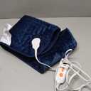 Portable Electric Heating Pad | Ultra Soft Flannel Blanket | 6 Temp Settings | Auto Shut-Off | Heating Therapy for Back, Neck, Abdomen & Shoulders | 33"x17" Navy