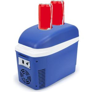 Iceblue Mini Fridge, 7 Liter /9 Cans Skincare Fridge with Belt, AC Plug & 12V Car Charger Dual-use Small Refrigerator, Compact & Portable Refrigerator for Car, Dorm, Travel, Picnic, Gift (Blue)