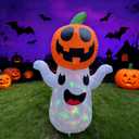 5 FT Inflatable Halloween Decorations Ghost Pumpkin Blow Up Buit-in Led Lights Pumpkin Decorations Outdoor Party Lawn Yard