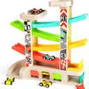 TOP BRIGHT Car Ramp Toys, Race Track Car Toy for Toddler Age 2-4 Year Old Boy with 4 Cars, Parking Lot & Gas Station, Toddler Toys for 2 Year Old Boy Toys, for 3 Year Old Boy
