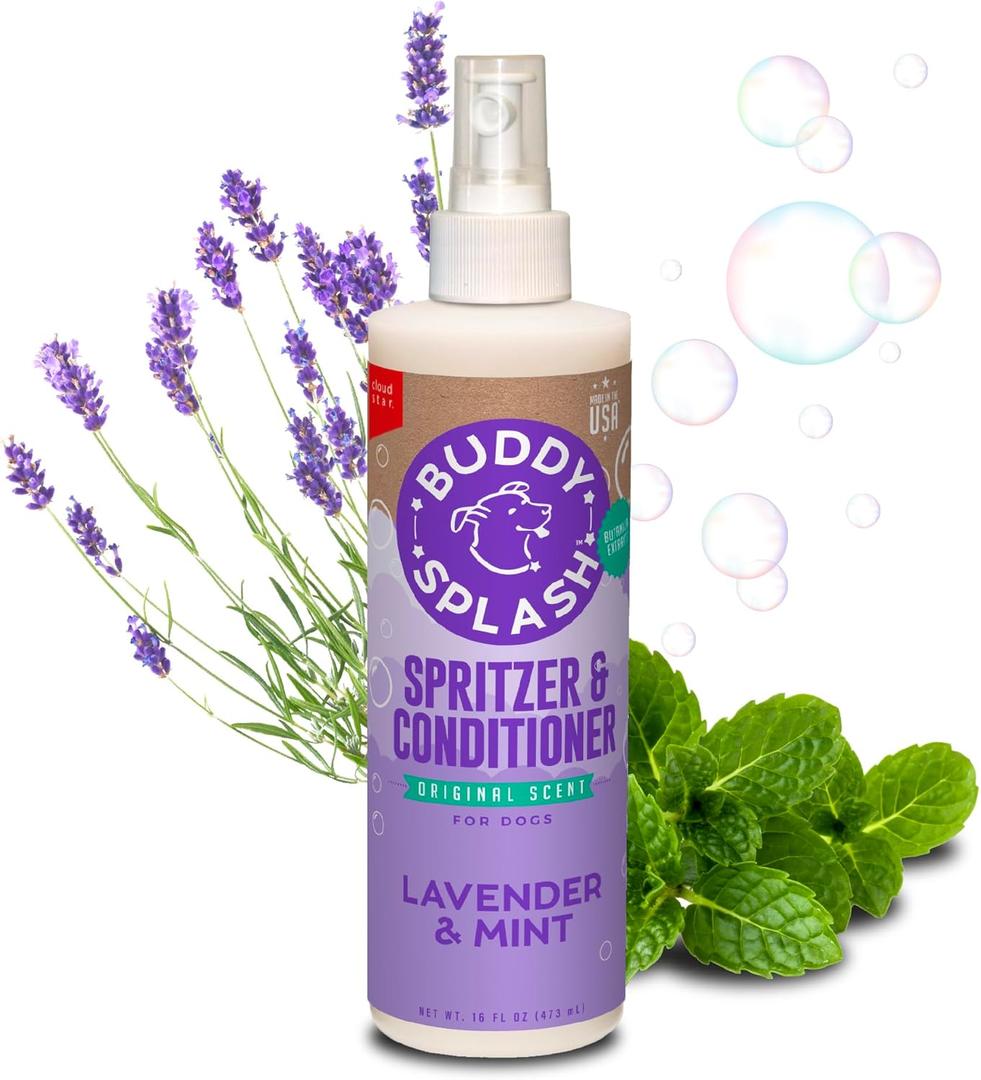 4 x Buddy Splash Spritzer & Conditioner for Dog Grooming, Lavender & Mint, 16 oz. Bottle