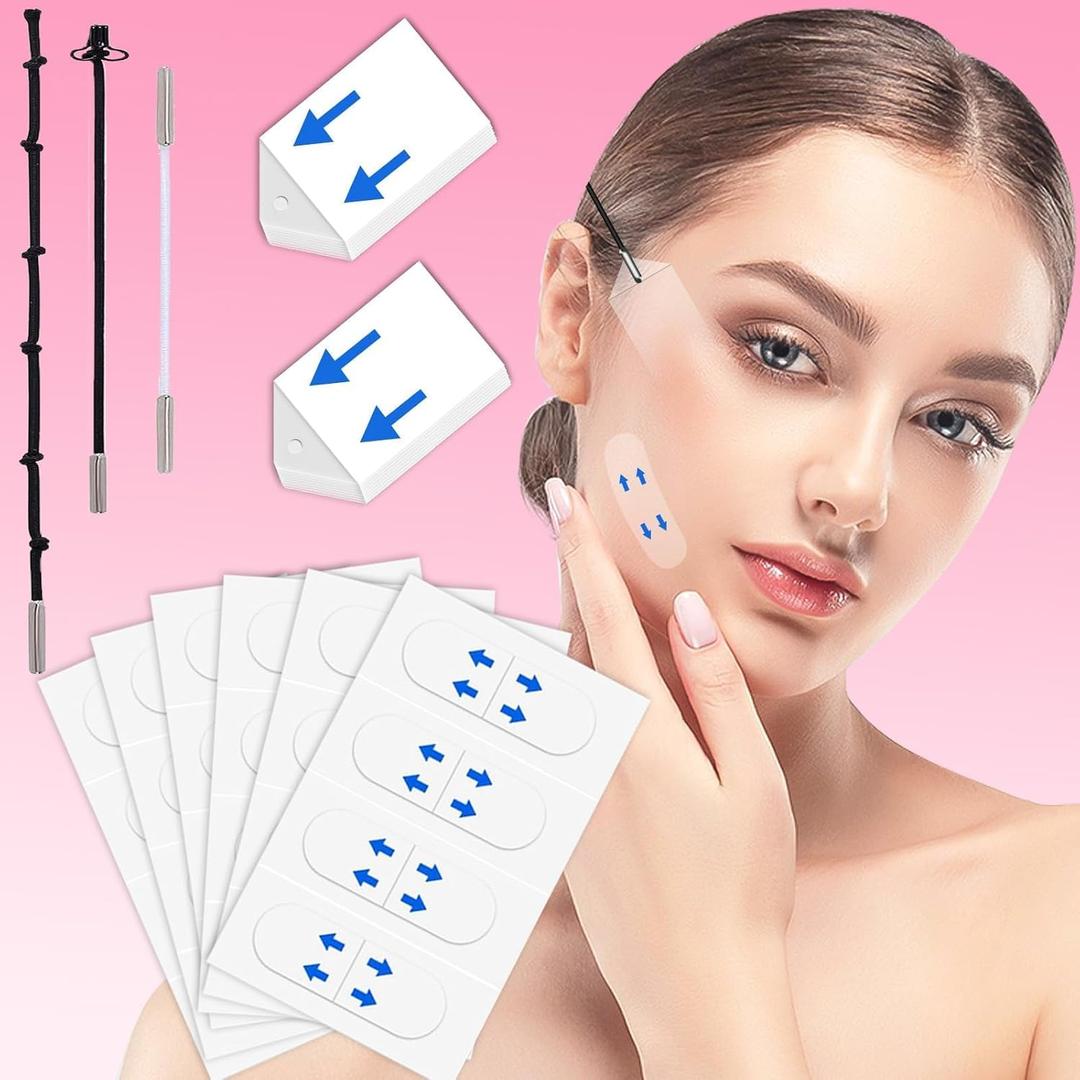 NBF Face Neck Tape Lifting Invisible, Face Lift Tape, 140 PCS Instant Facelift Tape with 9 Strings, Makeup V-Shaped Face Tapes for Lifting Sagging Skin Double Chin Eyes Wrinkles SA7