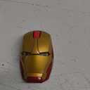Wireless Iron Man Mouse 2.4G Optical Computer Mouse for Desktop Laptop PC Mac (Gold)