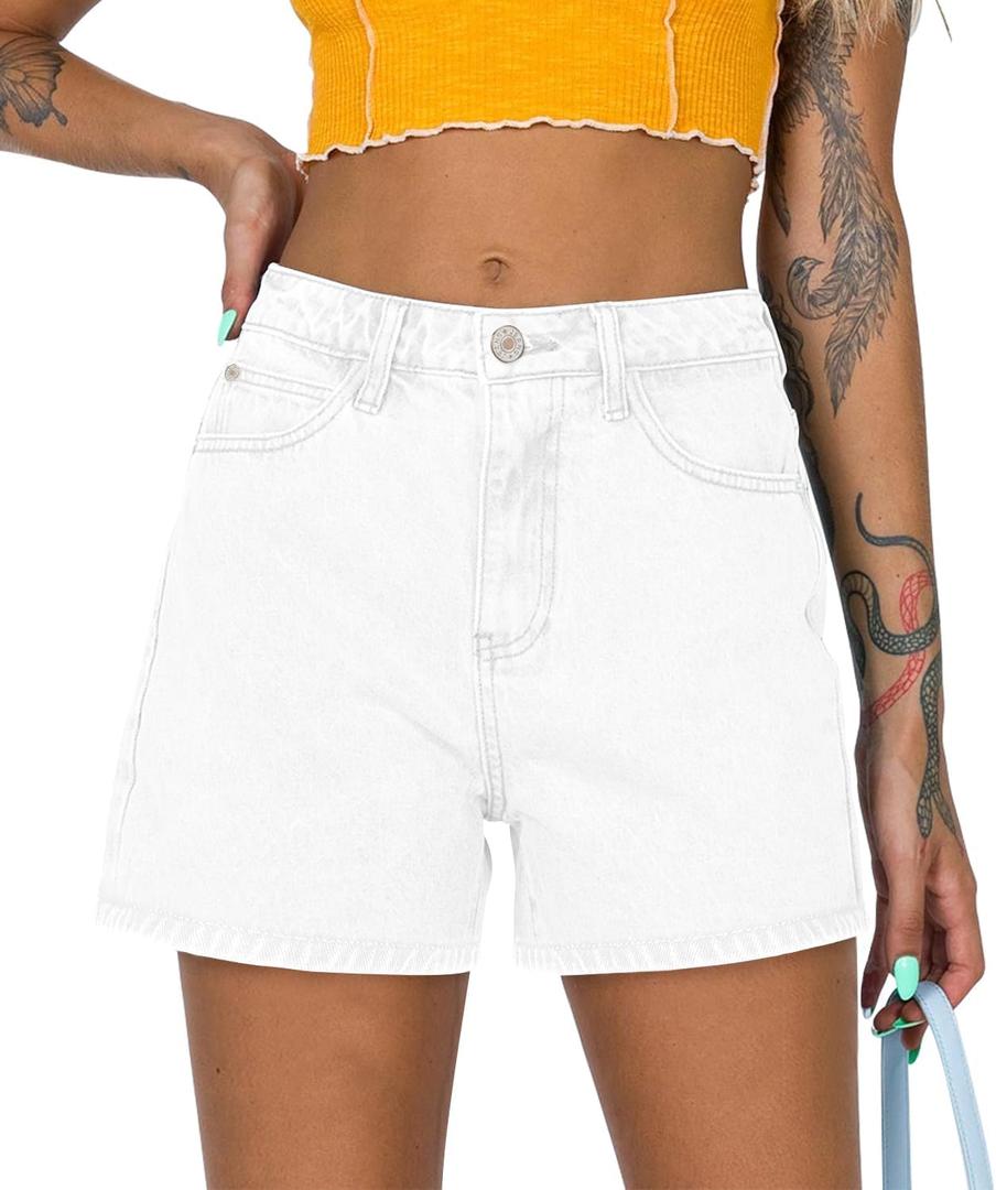 2025 Jean Shorts for Women Casual Stretchy Denim Summer Hot Short (Small, #10-white)