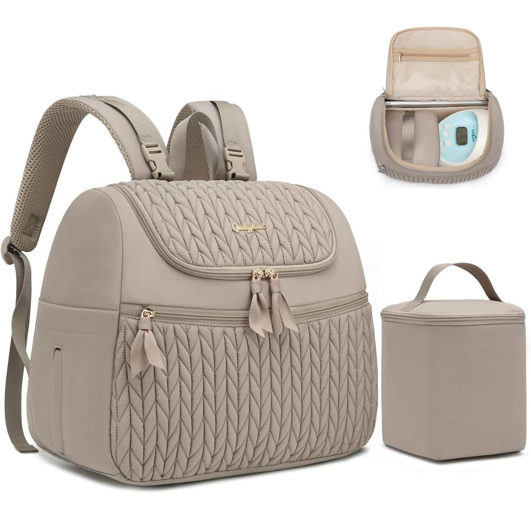 Qualyphant Breast Pump Bag for Spectra S1/S2 & Medela  Insulated Cooler Bag, 13" Laptop Sleeve, Diaper Bags Backpack  Lightweight, Water-resistant & Stylish for Work, Travel