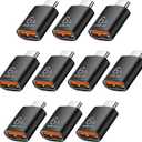 Pastall 10 Pack 10Gbps/120W USB C to USB3.1 Adapter,Black Type C Male to USB Female Adapter for Smartphone, PC, Laptop, Tablet, Keyboard etc.