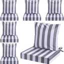 Hoteam 6 Set Outdoor Chair Cushions Deep Seat Waterproof Patio Cushions for Patio Furniture Set 20 x 20 Inch for Replacement Removable Seat and Back(Gray,White)