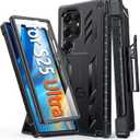 FNTCASE for Samsung Galaxy S25-Ultra Case: Military Grade Rugged Cell Phone Cover with Kickstand & Belt Clip Holster | Shockproof TPU Protection Bumper Design for S25 Ultra Cases 6.9 inch(Black)